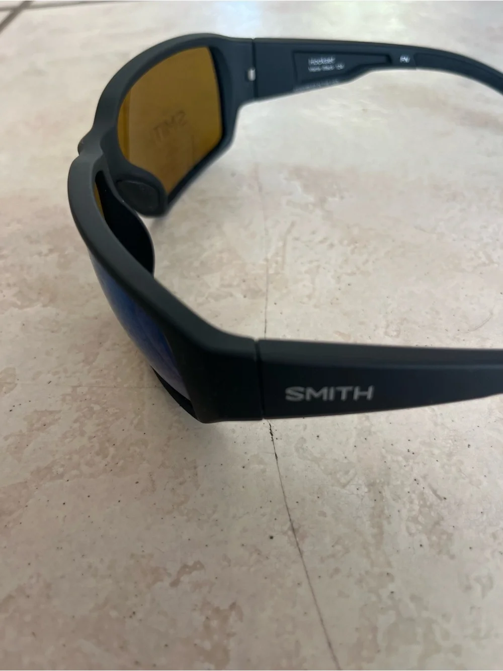 SMITH Men's Black Frame Sunglasses with Blue Mirrored Lenses